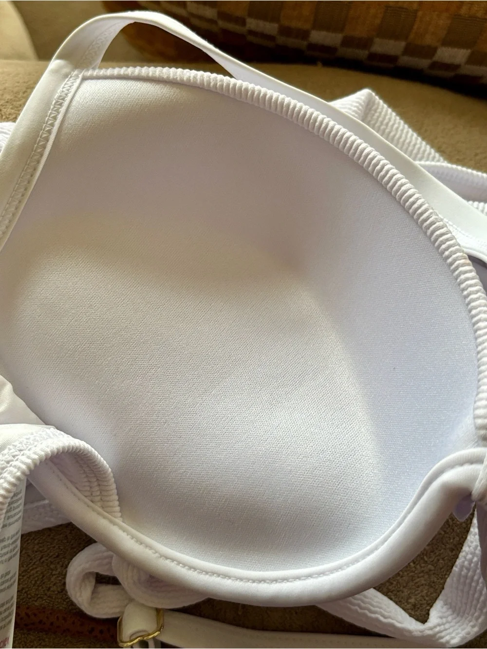 NWT White & Pink Studded Embellished Bikini High Cut 2-Piece Swim Push Up Bra